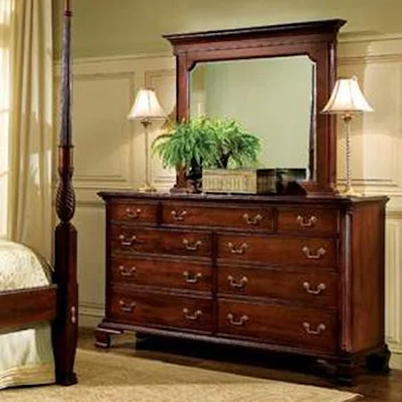 9-Drawer Dresser with Landscape Mirror